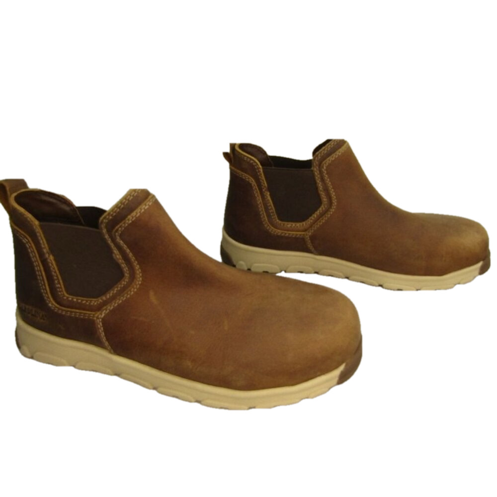 NEW CAROLINA Men’s Romeo Work Boot Brown Size 10 Aluminum Toe Pull-On Ankle